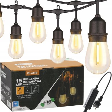 Декоративная гирлянда Garden Line 15 LED 15 м Теплый-белый SOL1267